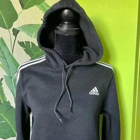 Adidas Classic Women’s Black Hoodie Sweatshirt Cropped Medium - Picture 3 of 5